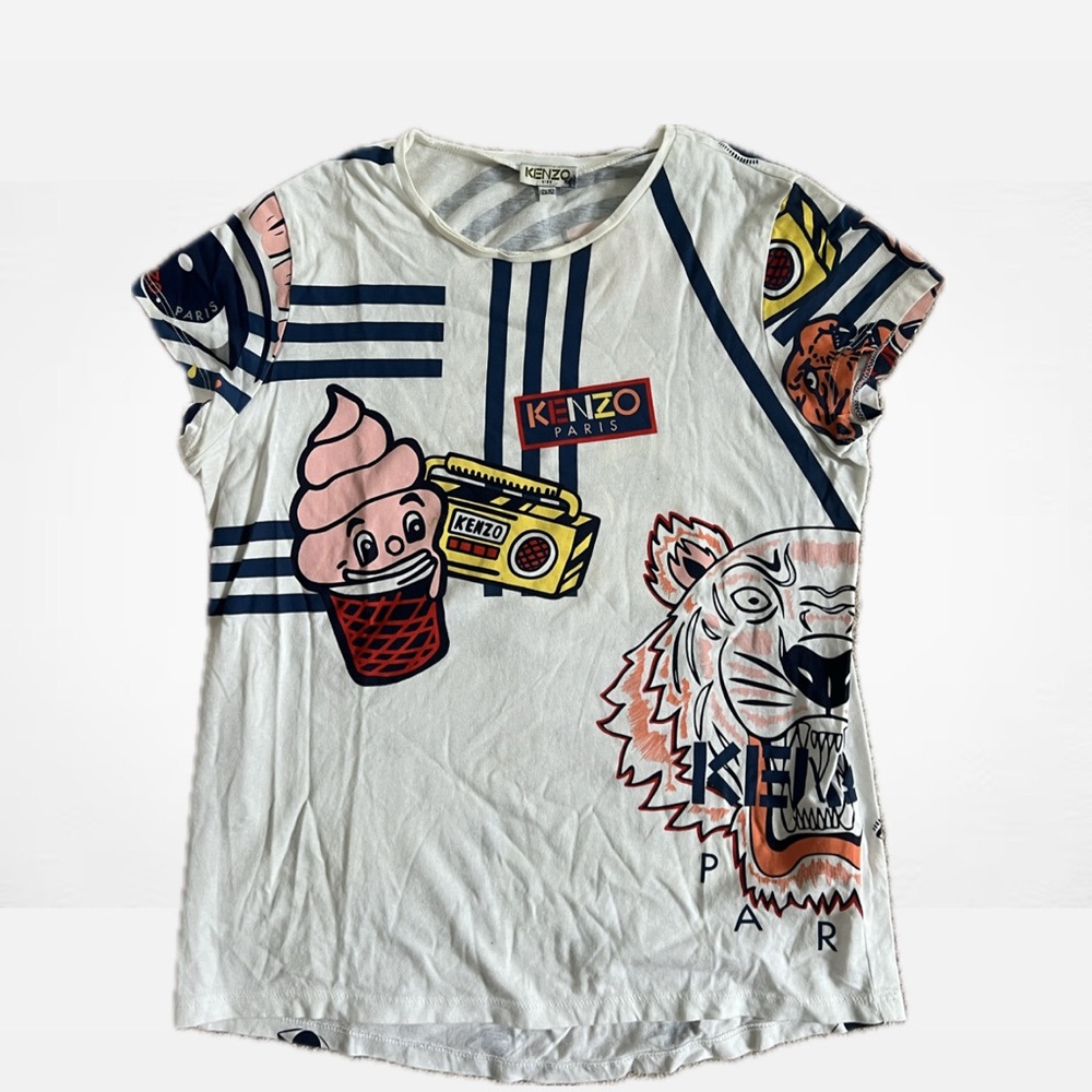 Kenzo Kids Graphic T-Shirt - White and Blue